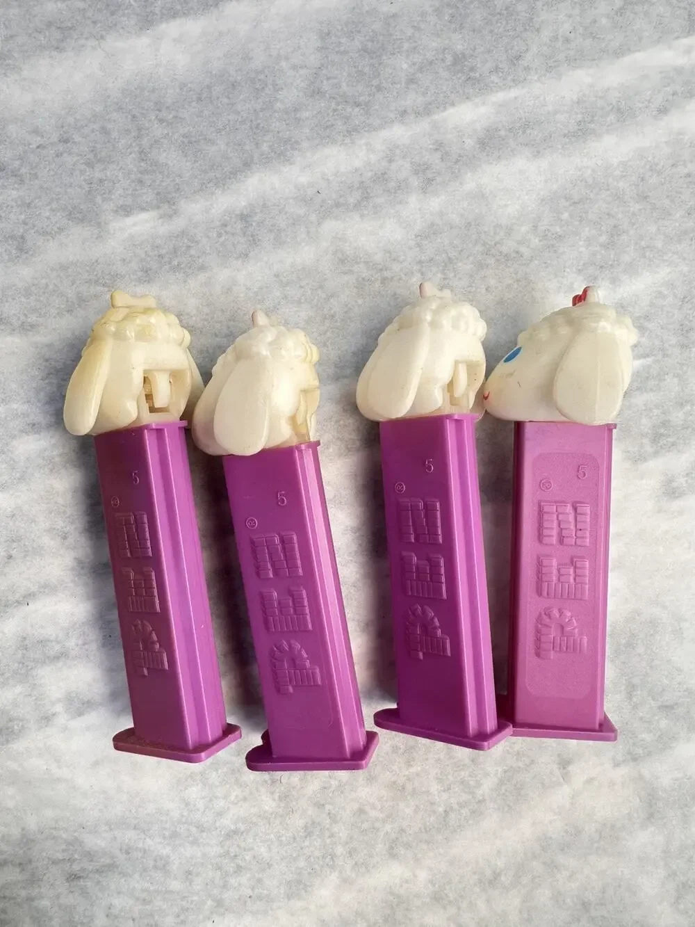 D17 Vintage PEZ Dispensers Lamb Sheep Pink Stem 1978 Slovenia Lot of 4